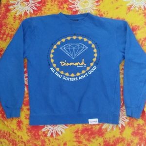 Mens blue Diamond pullover crew neck sweater